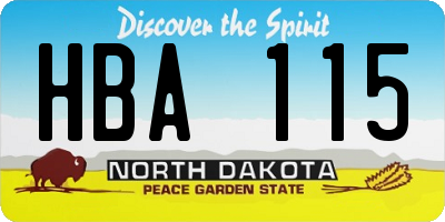 ND license plate HBA115
