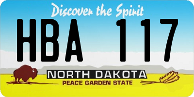 ND license plate HBA117