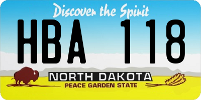 ND license plate HBA118