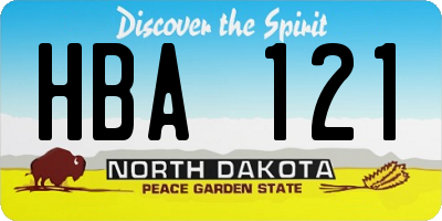 ND license plate HBA121