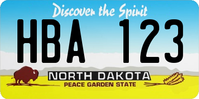 ND license plate HBA123
