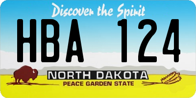 ND license plate HBA124