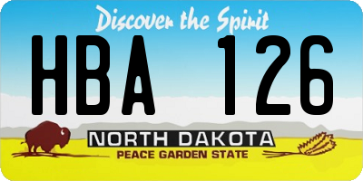 ND license plate HBA126