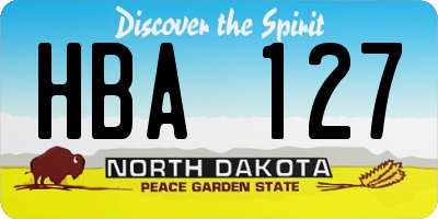 ND license plate HBA127
