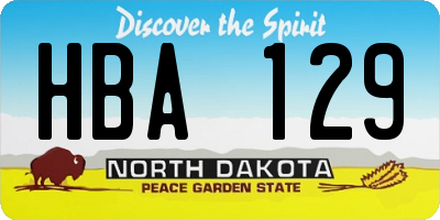 ND license plate HBA129