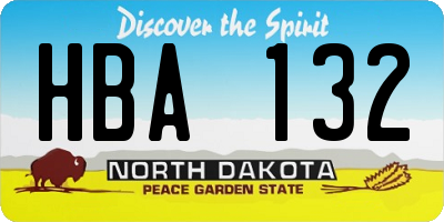 ND license plate HBA132