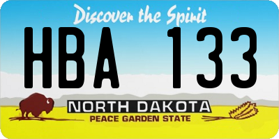 ND license plate HBA133