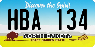 ND license plate HBA134