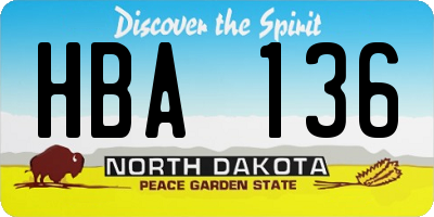 ND license plate HBA136