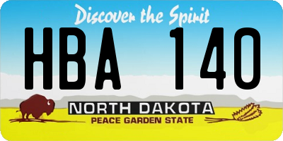 ND license plate HBA140