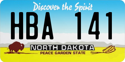 ND license plate HBA141