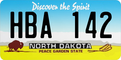 ND license plate HBA142