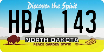 ND license plate HBA143
