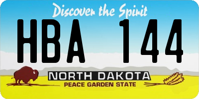 ND license plate HBA144