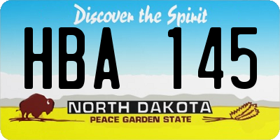 ND license plate HBA145