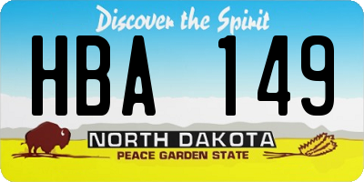 ND license plate HBA149