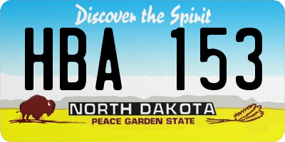 ND license plate HBA153