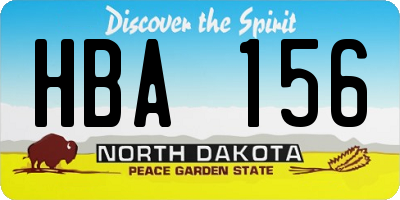 ND license plate HBA156