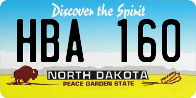 ND license plate HBA160