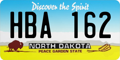 ND license plate HBA162