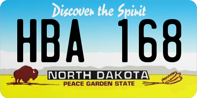 ND license plate HBA168