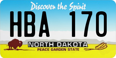 ND license plate HBA170