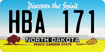 ND license plate HBA171