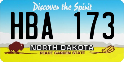 ND license plate HBA173