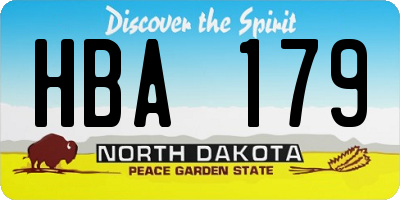 ND license plate HBA179