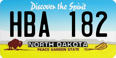 ND license plate HBA182
