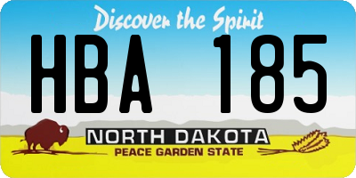 ND license plate HBA185