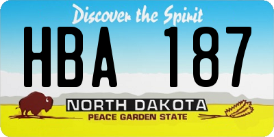 ND license plate HBA187