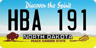 ND license plate HBA191