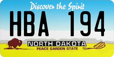 ND license plate HBA194