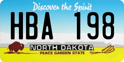 ND license plate HBA198