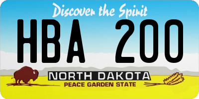 ND license plate HBA200