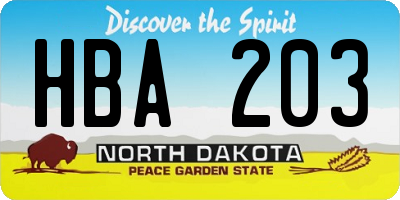ND license plate HBA203