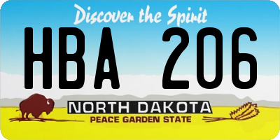 ND license plate HBA206