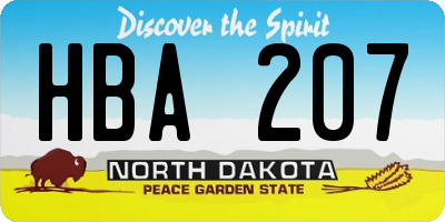 ND license plate HBA207