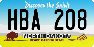 ND license plate HBA208