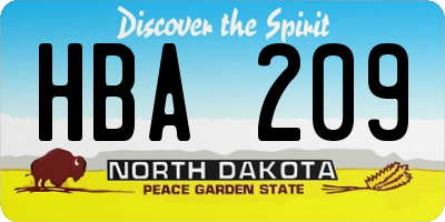 ND license plate HBA209