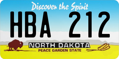 ND license plate HBA212