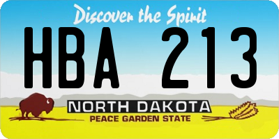 ND license plate HBA213