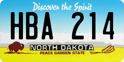 ND license plate HBA214