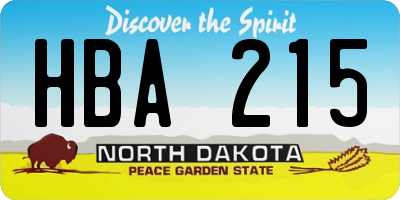 ND license plate HBA215