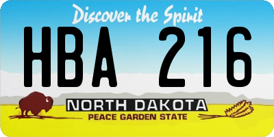 ND license plate HBA216