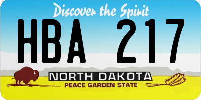 ND license plate HBA217
