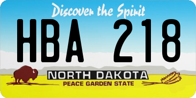 ND license plate HBA218