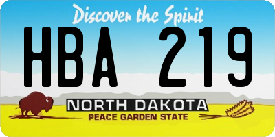 ND license plate HBA219