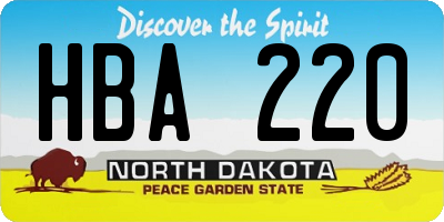 ND license plate HBA220